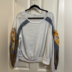 Free people waffle knit balloon sleeve cardigan. With crochet detail